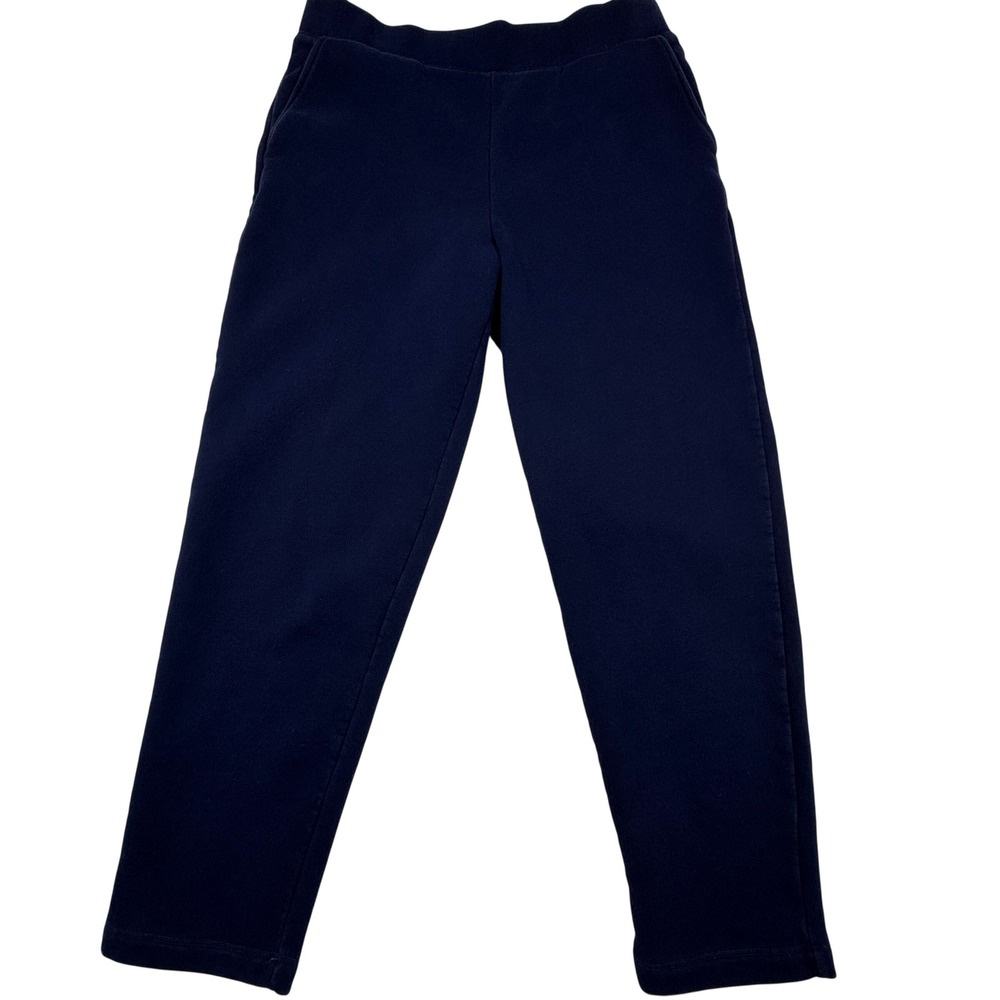 Lands End Serious Sweats Navy Blue Fleece Sweatpants Mens M 10-12 Pockets